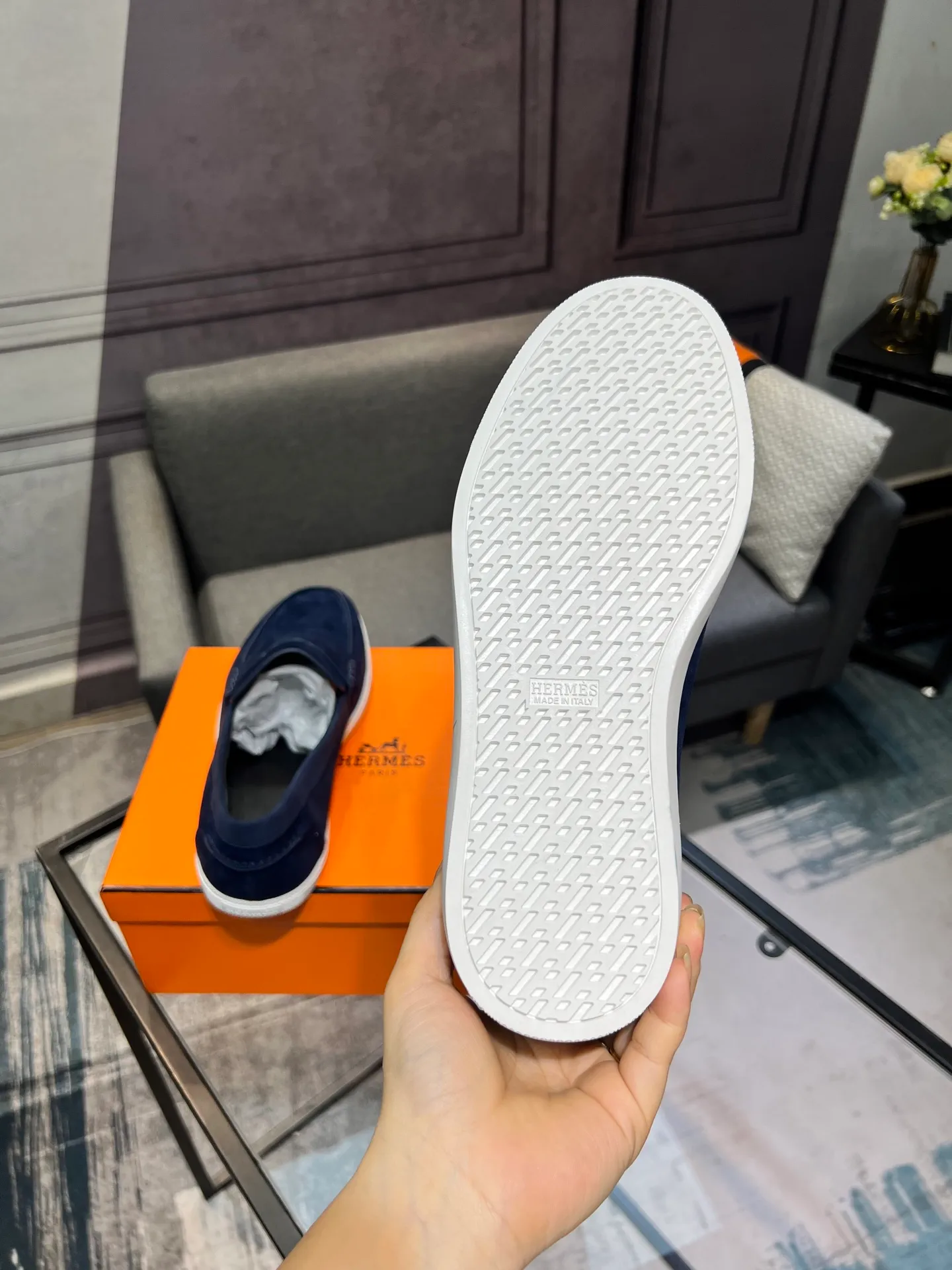 Men's shoes 💰700 [HERMES] Hermès - High-end quality original order 🔍🔍 - Upper: 🔝 cowhide suede splicing design - Inner lining: imported mixed sheepskin - Outsole: TPR foam · Rubber: two-color combined molding outsole - Super high quality control · Fine workmanship: highlighted (high-end, luxury, grade) -Size: 38-44 (45, 46, can be customized)